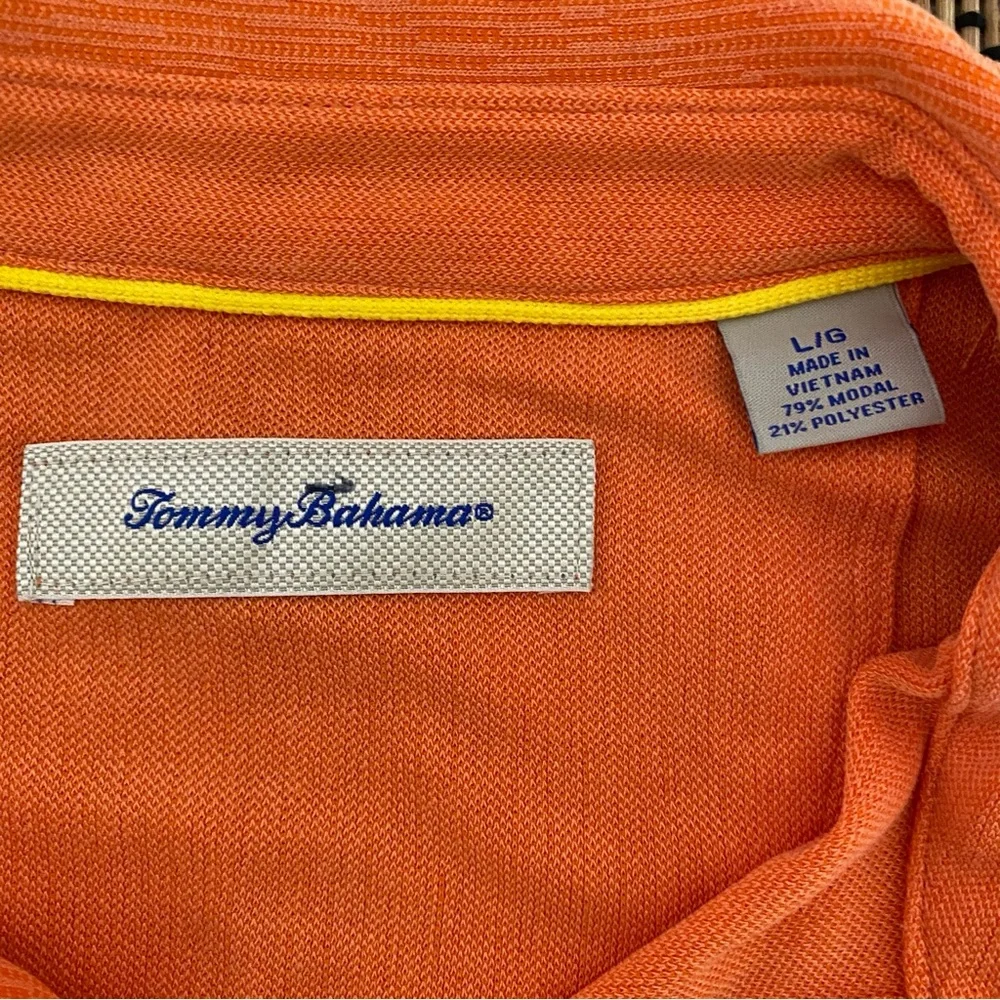 Tommy‎ Bahama Men's Polo Shirt Size Large Modal-blend Orange Casual Bright Color